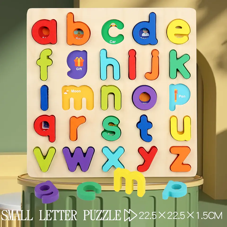 Montessori Wooden Puzzle for Children - Alphabetic Arithmetic Number Geometric Shapes Educational Game Toy for Preschool Learnin 9