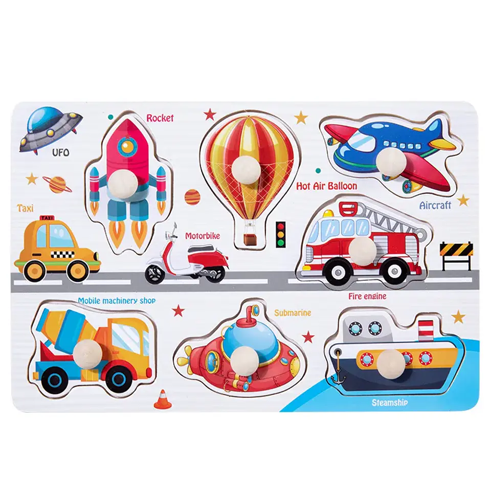 Montessori Toy Wooden Building Blocks Early Learning Educational Toys Color Shape Match Kids Puzzle Toys For Children Boys Girls 12
