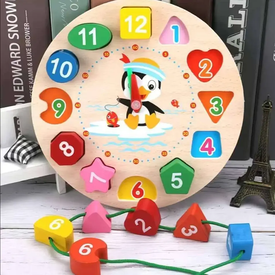 Montessori Toy Wooden Building Blocks Early Learning Educational Toys Color Shape Match Kids Puzzle Toys For Children Boys Girls 15