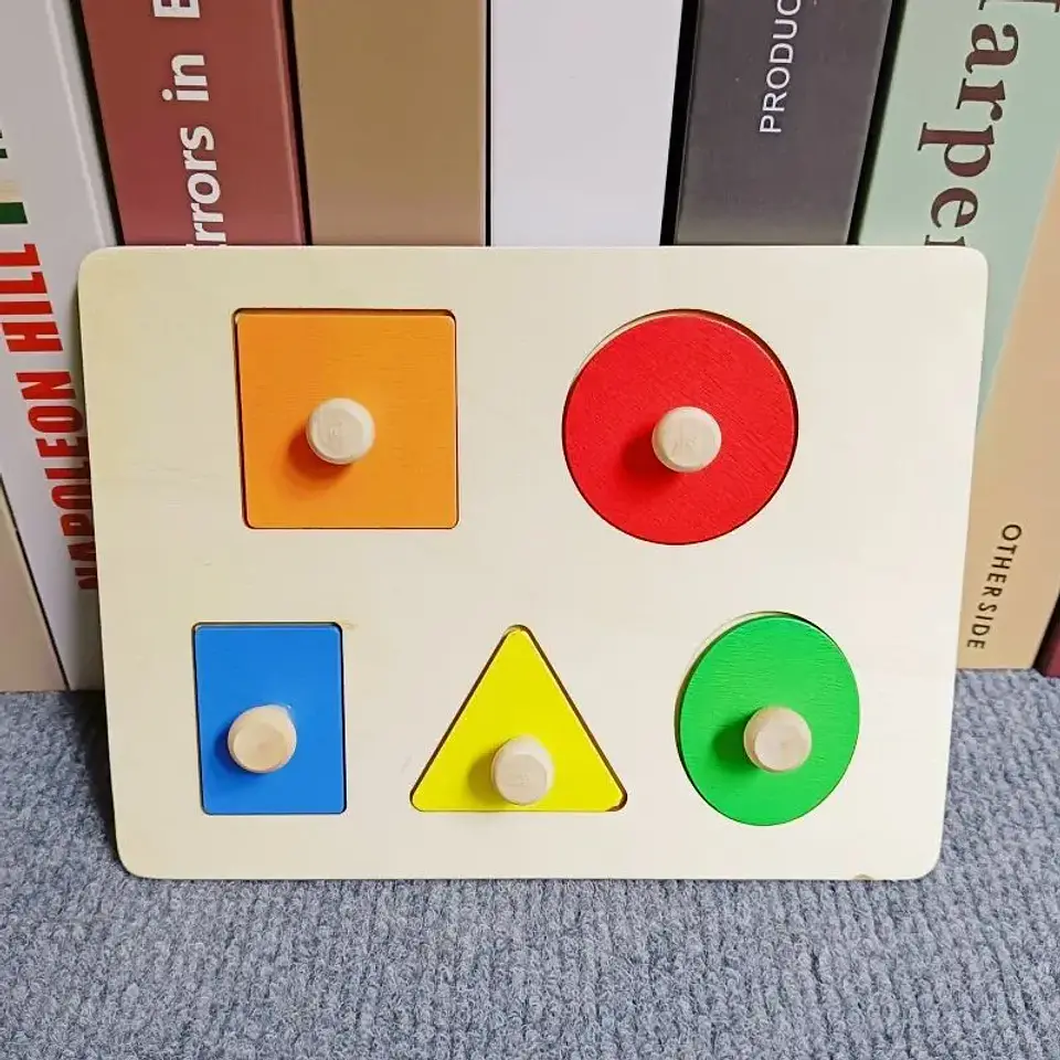 Montessori Toy Wooden Building Blocks Early Learning Educational Toys Color Shape Match Kids Puzzle Toys For Children Boys Girls 20