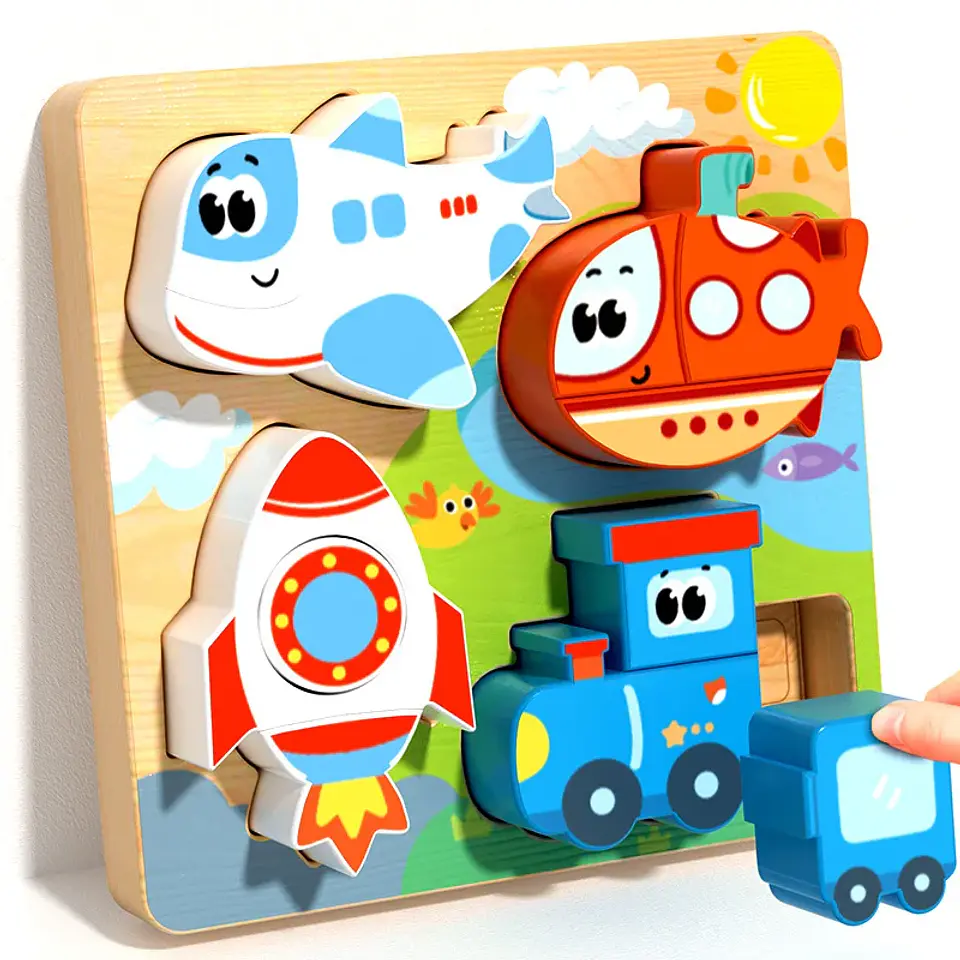 Montessori Toy Wooden Building Blocks Early Learning Educational Toys Color Shape Match Kids Puzzle Toys For Children Boys Girls 22
