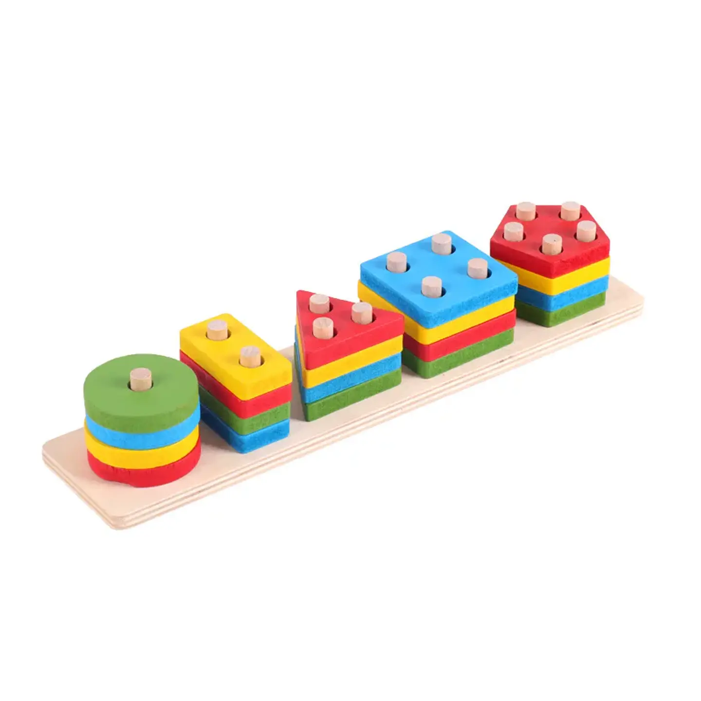 Montessori Toy Wooden Building Blocks Early Learning Educational Toys Color Shape Match Kids Puzzle Toys For Children Boys Girls 24