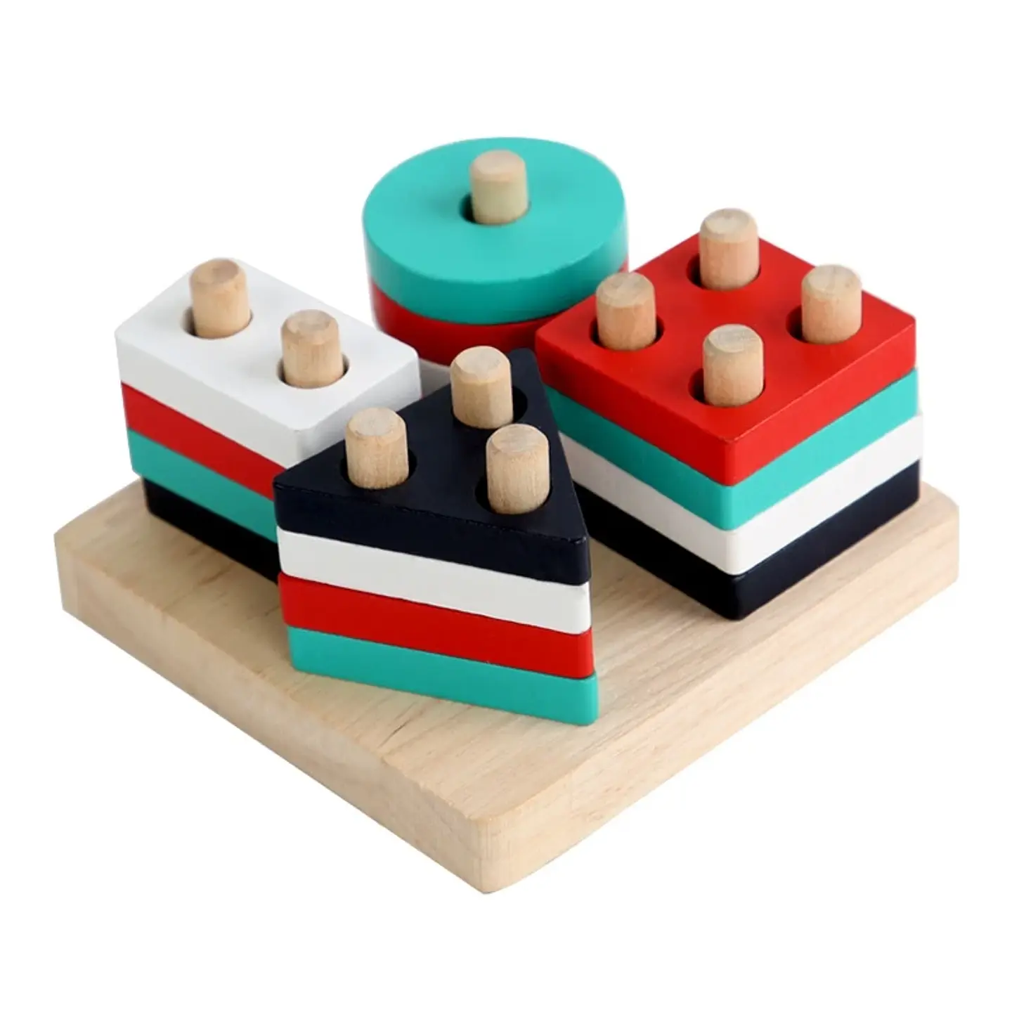 Montessori Toy Wooden Building Blocks Early Learning Educational Toys Color Shape Match Kids Puzzle Toys For Children Boys Girls 26