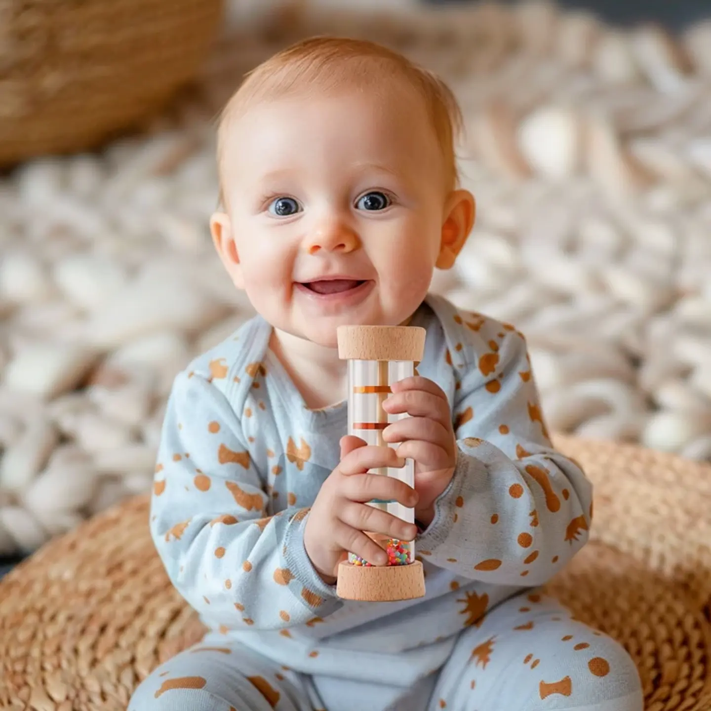 Montessori Wooden Rain Stick Rattle Sensory Musical Toy for Babies 2