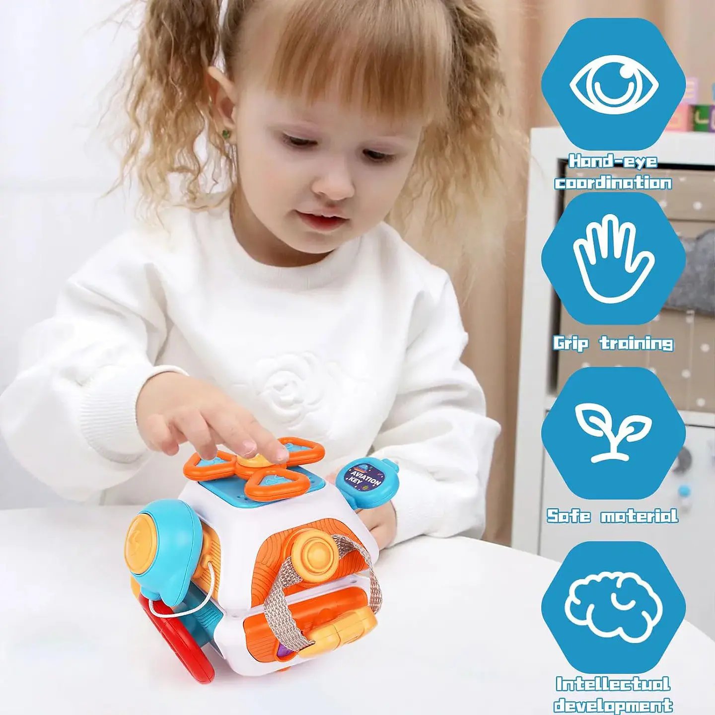 Montessori Busy Cube Sensory Activity Toy for Babies – Fine Motor Learning Cube 6
