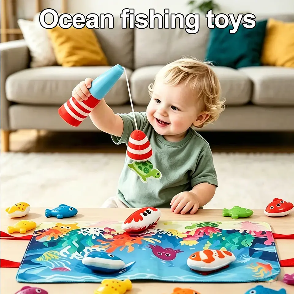 Fabric Fishing Game for Kids Ocean Learning Toy for Fine Motor Skills 1