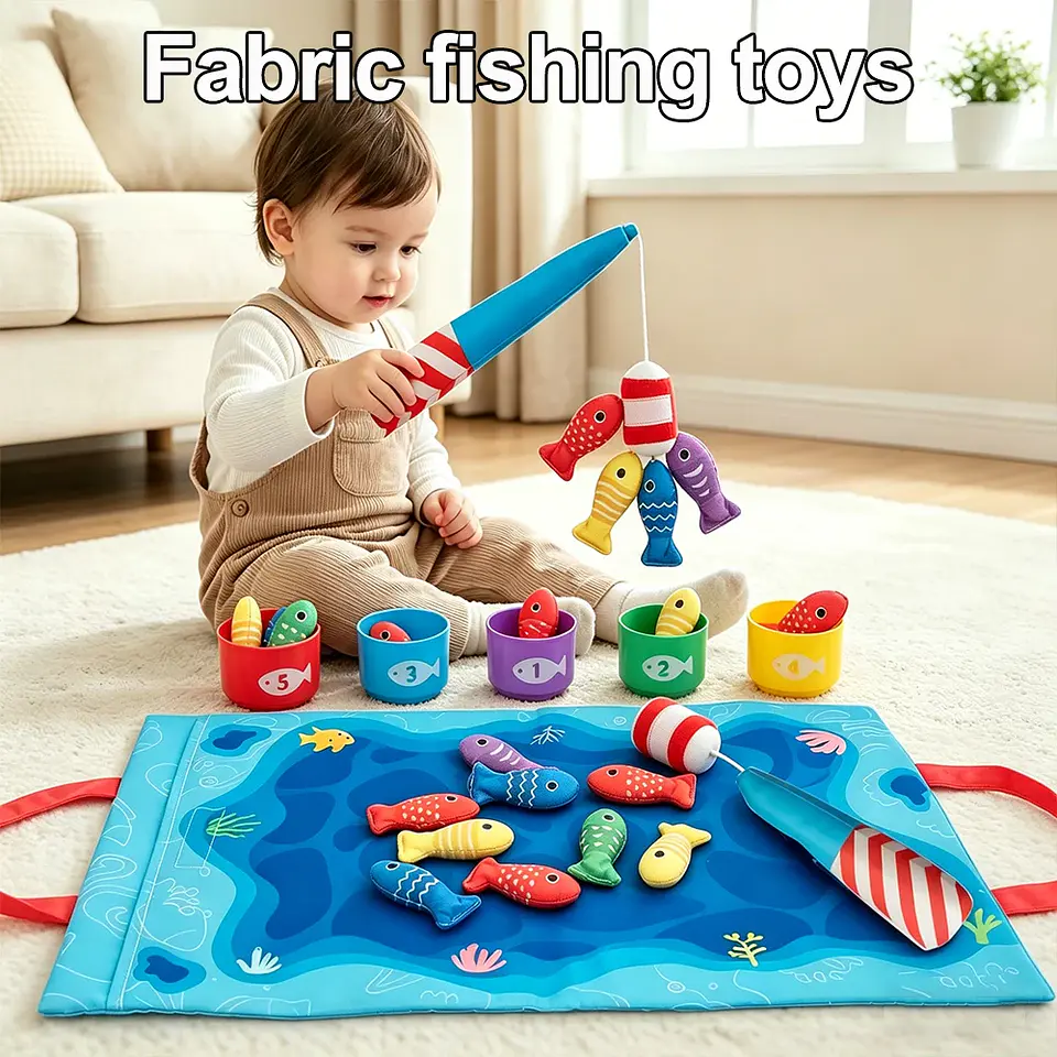 Fabric Fishing Game for Kids Ocean Learning Toy for Fine Motor Skills 2