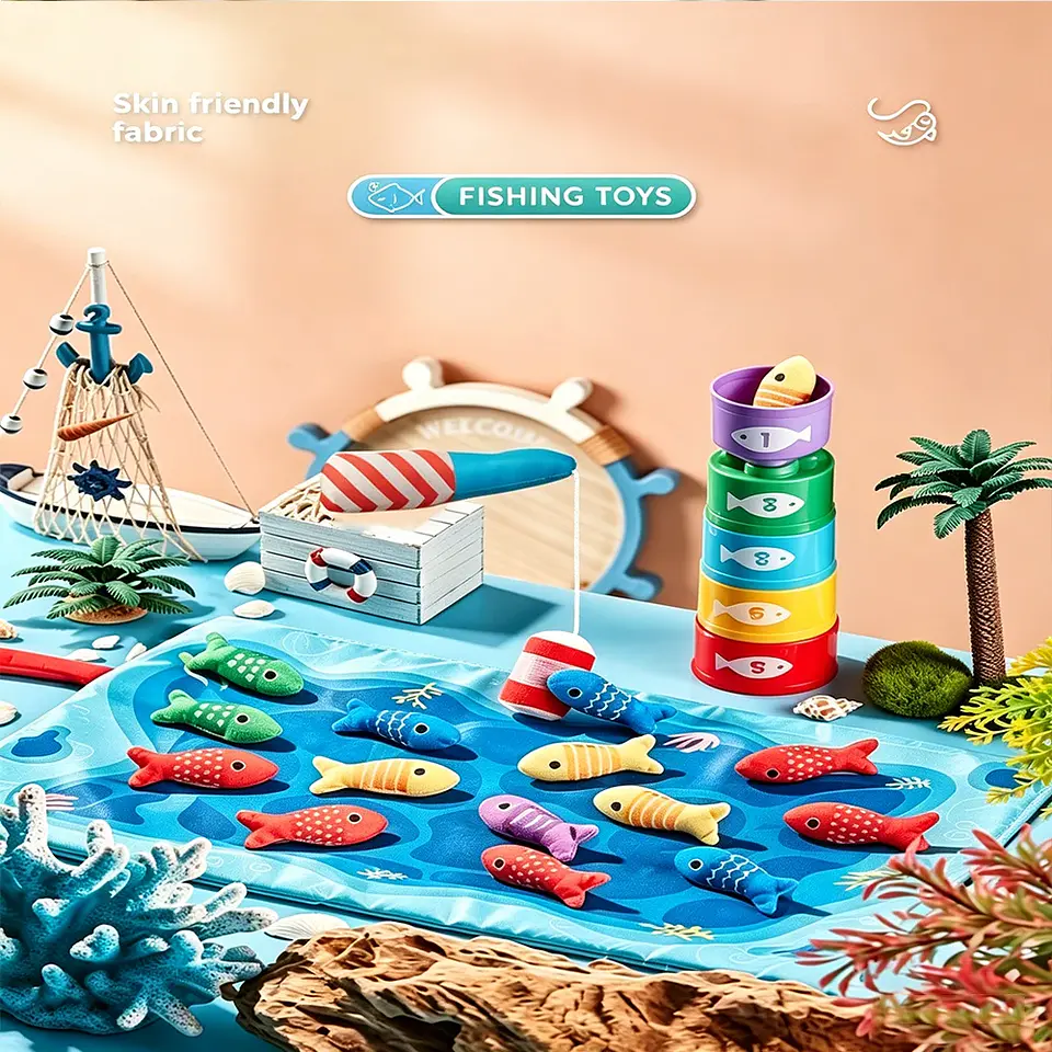 Fabric Fishing Game for Kids Ocean Learning Toy for Fine Motor Skills 9