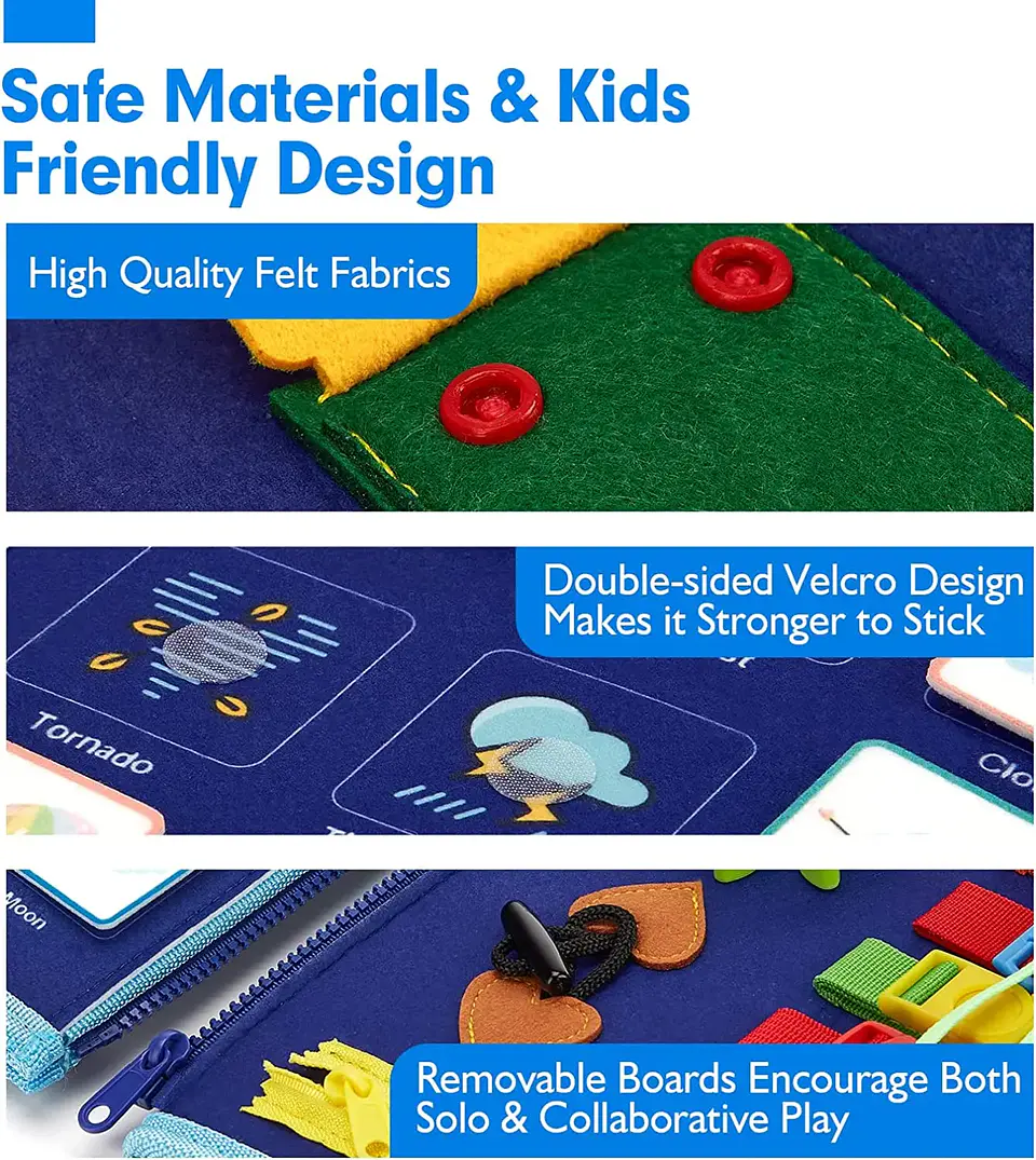 Toddler Busy Board  7 in 1 Preschool Learning Activity Book 13