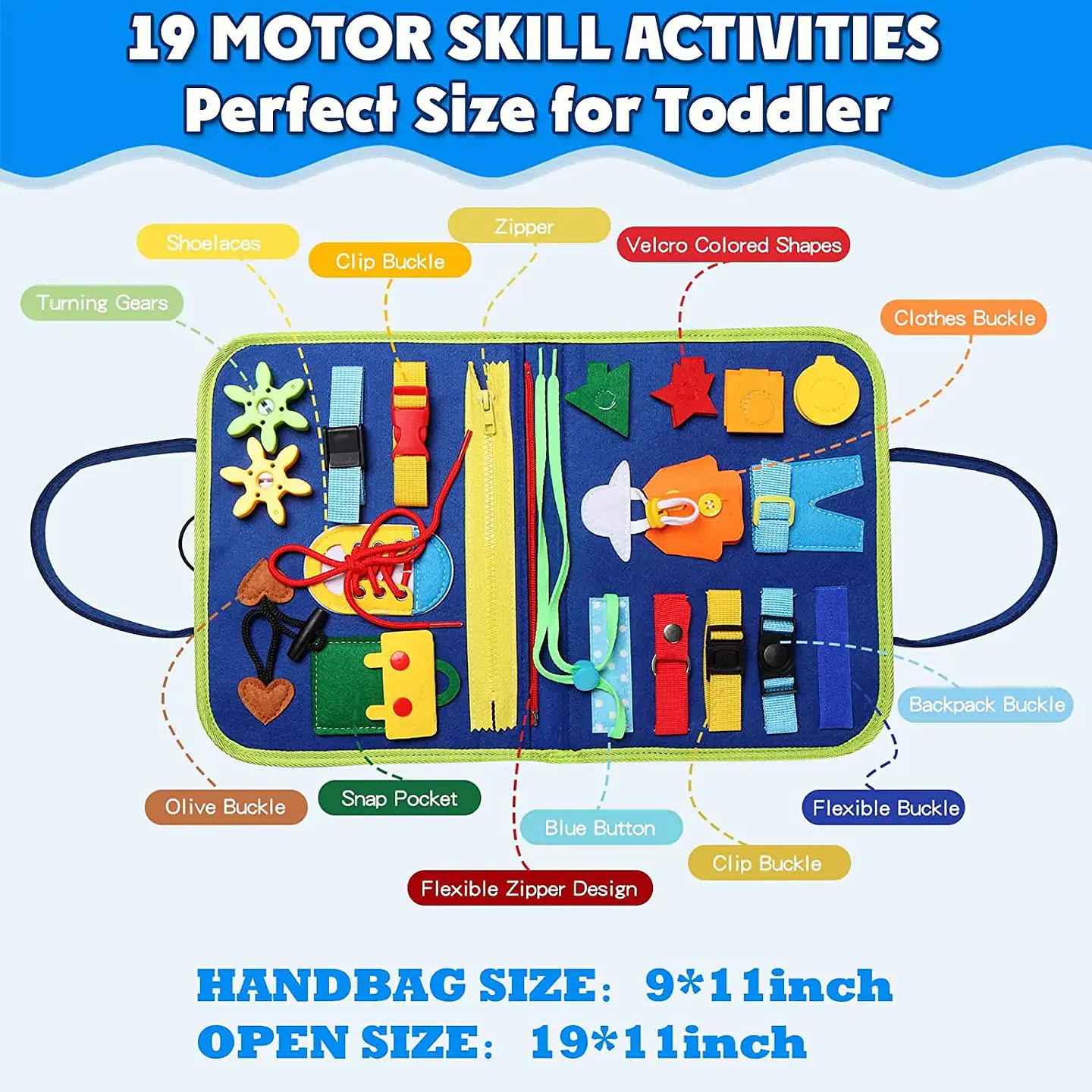 Toddler Busy Board  7 in 1 Preschool Learning Activity Book 16
