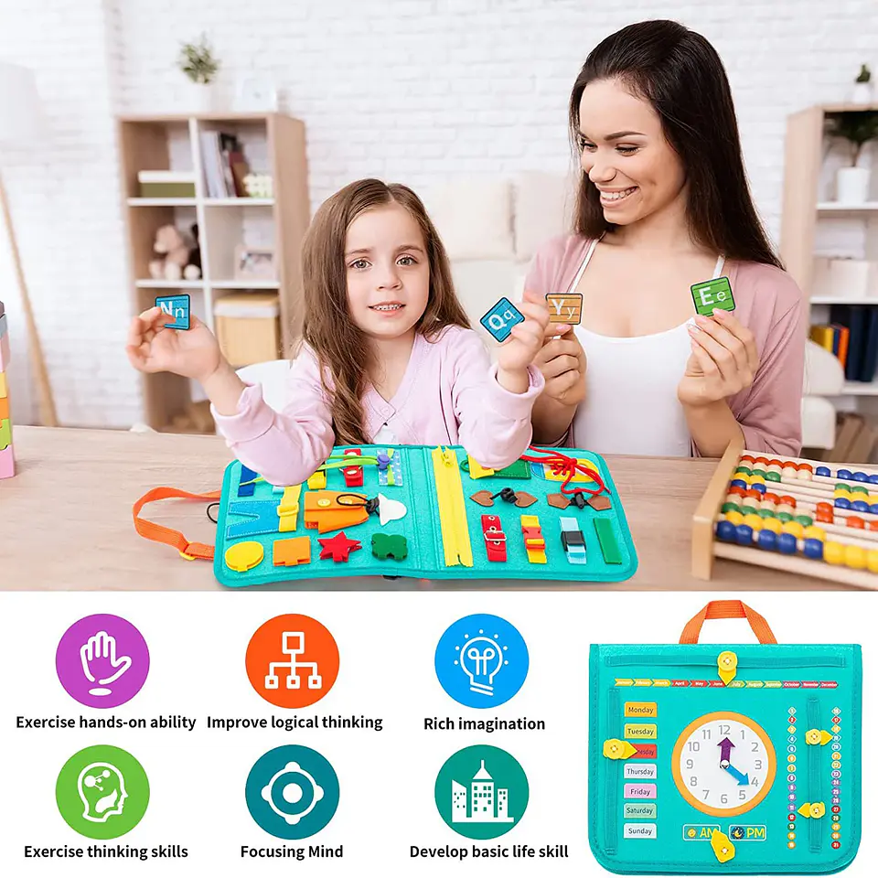 Toddler Busy Board  7 in 1 Preschool Learning Activity Book 23
