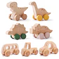 Wooden Dinosaur Teether Car Natural Baby Sensory Toy for Toddlers - Thumbnail 1
