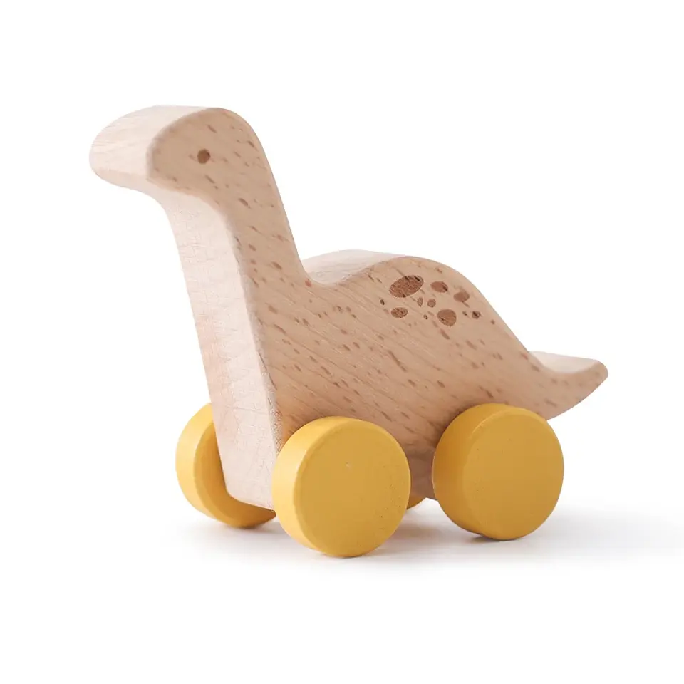 Wooden Dinosaur Teether Car Natural Baby Sensory Toy for Toddlers 8