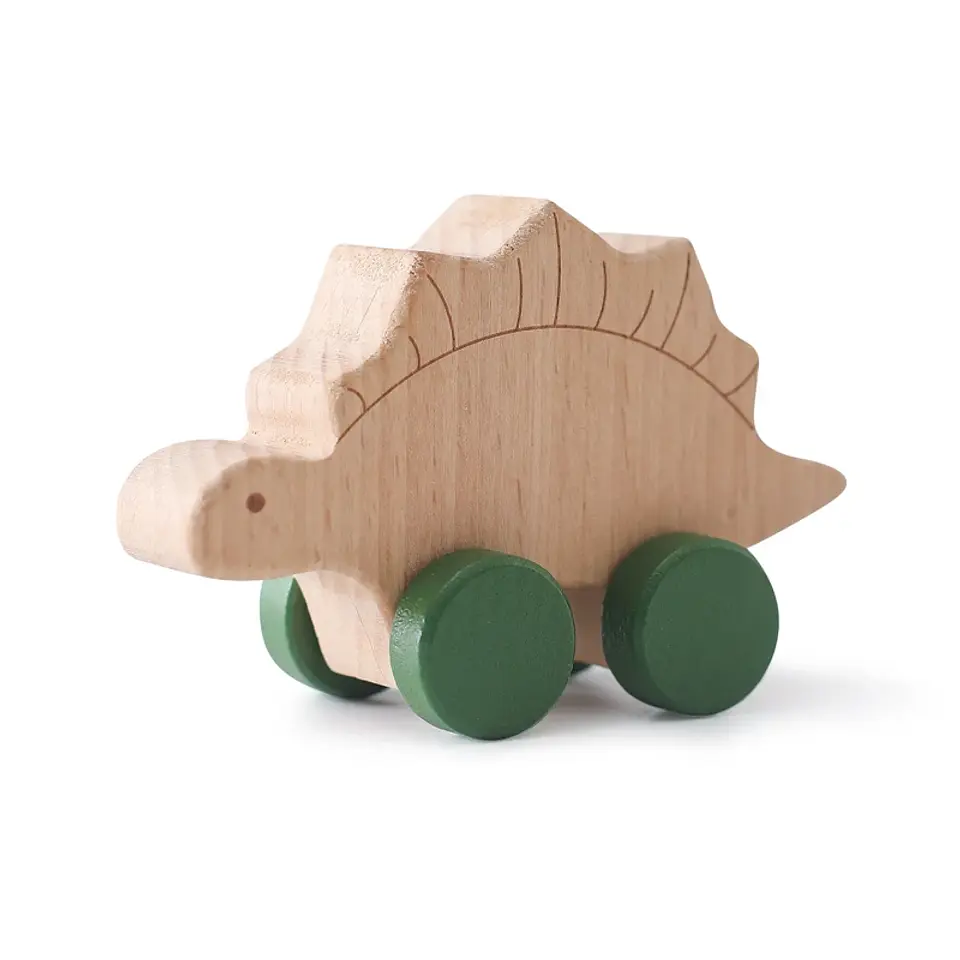 Wooden Dinosaur Teether Car Natural Baby Sensory Toy for Toddlers 9