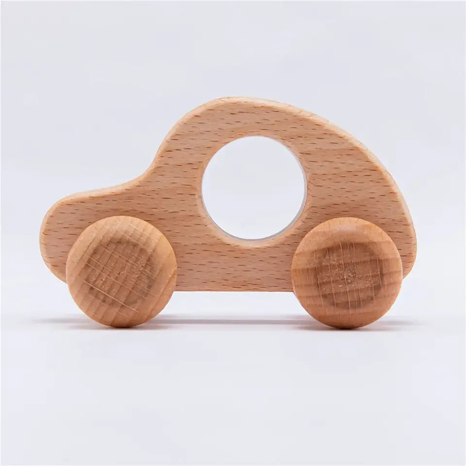 Wooden Dinosaur Teether Car Natural Baby Sensory Toy for Toddlers 11