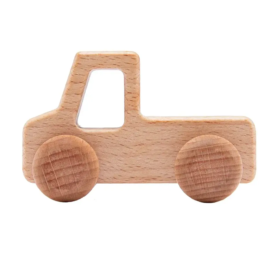 Wooden Dinosaur Teether Car Natural Baby Sensory Toy for Toddlers 13