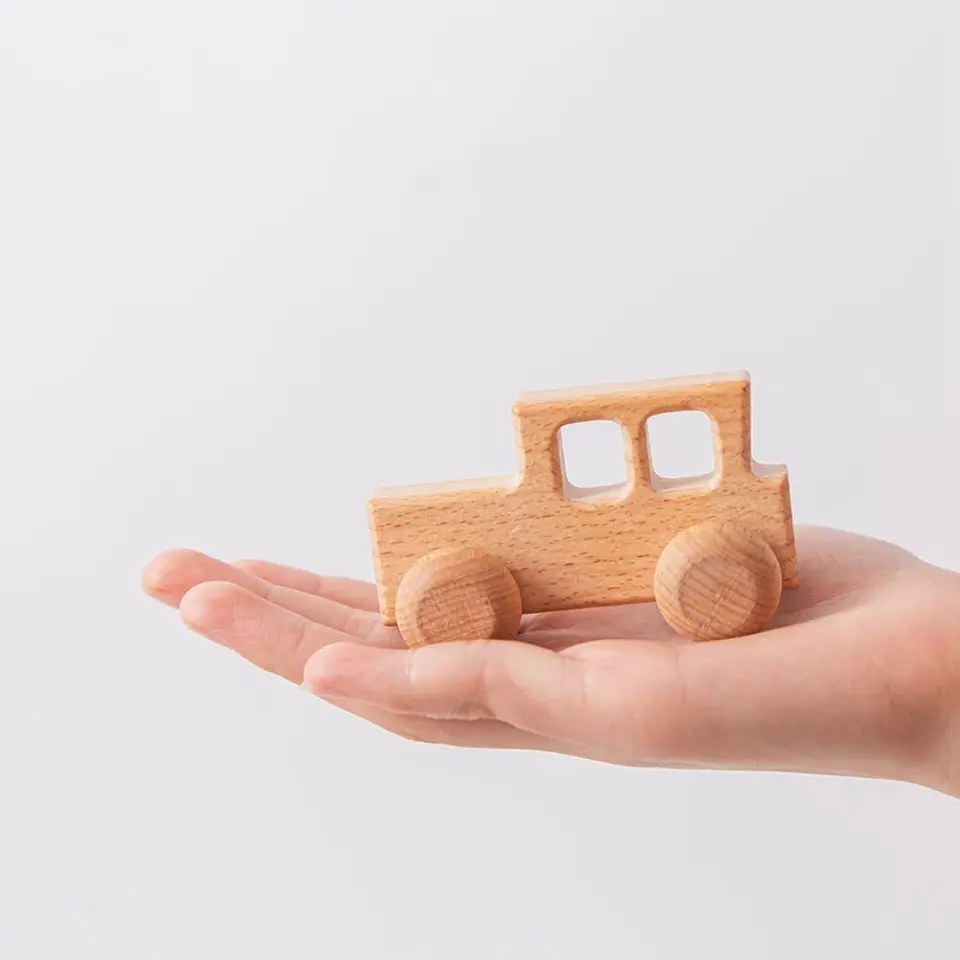 Wooden Dinosaur Teether Car Natural Baby Sensory Toy for Toddlers 26