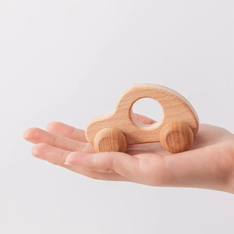 Wooden Dinosaur Teether Car Natural Baby Sensory Toy for Toddlers 28