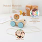 Wooden Tractor Pull Along Toy Stacking Blocks Learning Wagon for Toddlers - Thumbnail 3