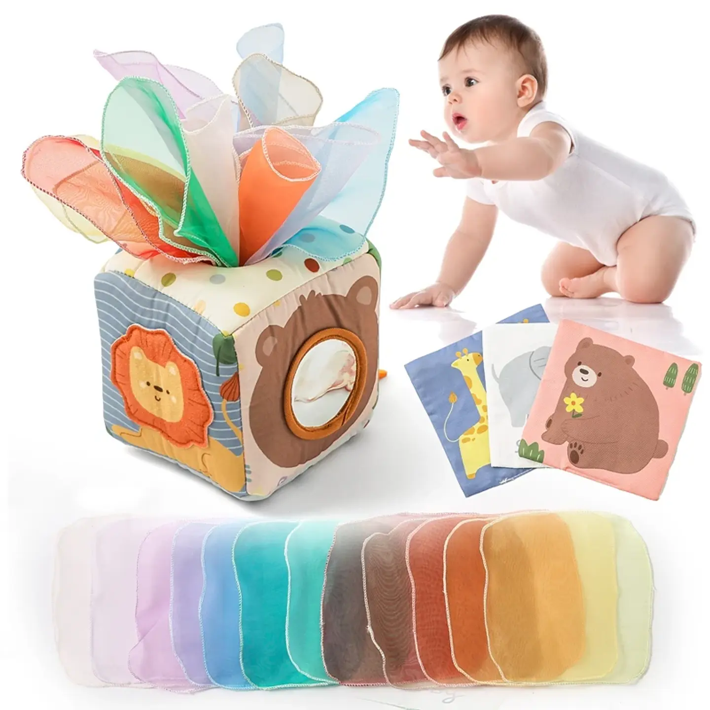 Baby Sensory Tissue Box Toy  Soft Learning Activity Toy for Infants 2