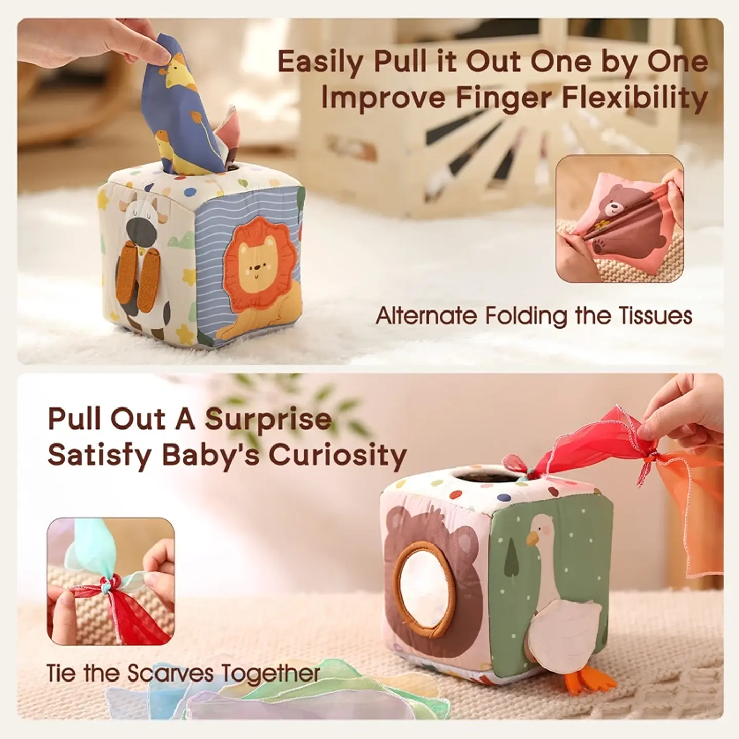 Baby Sensory Tissue Box Toy  Soft Learning Activity Toy for Infants 3