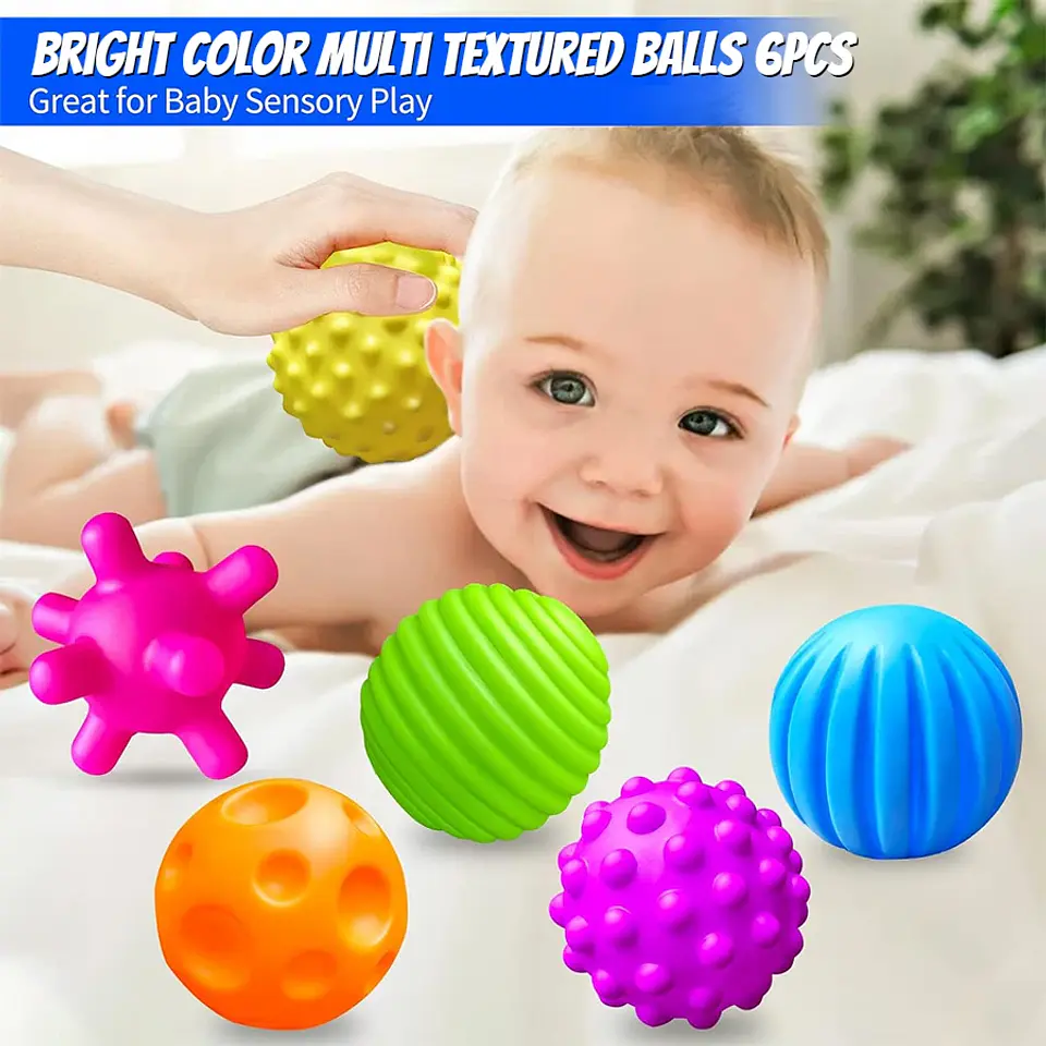 Textured Sensory Balls for Babies 6 Piece Soft Activity Ball Set 1