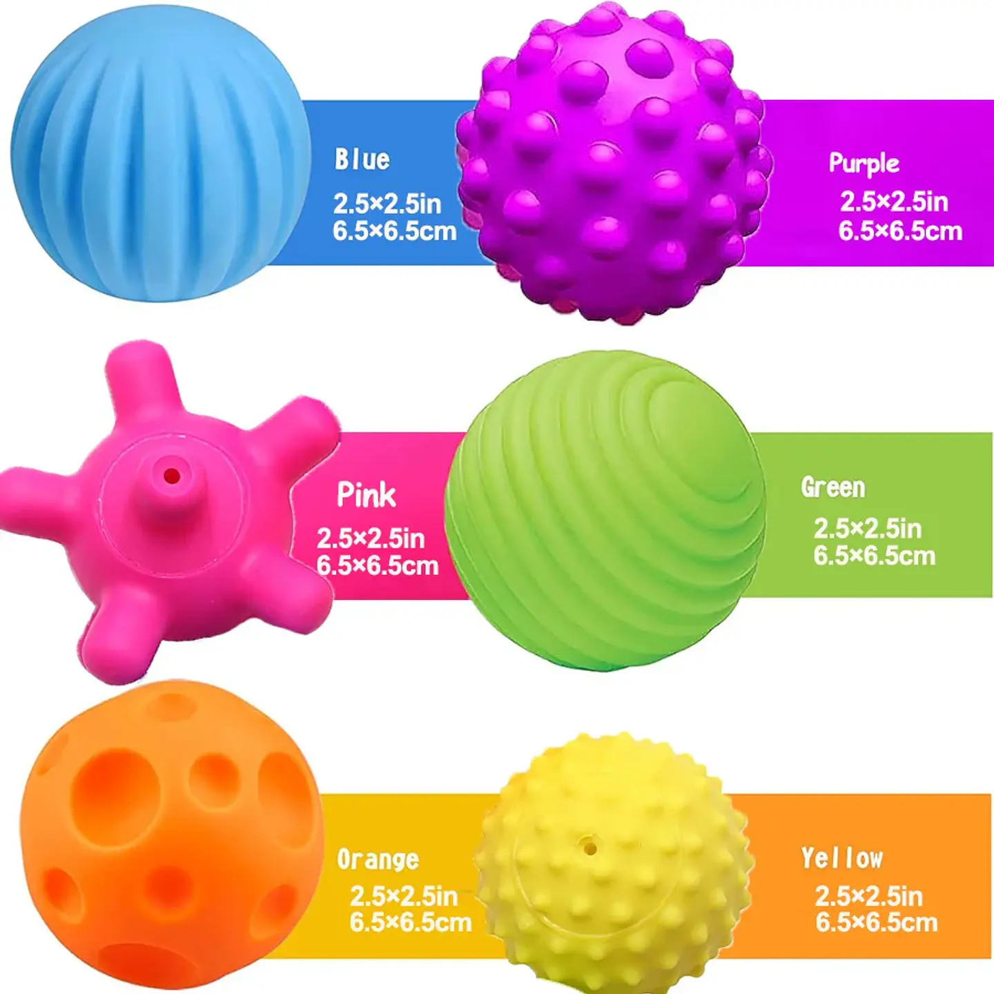 Textured Sensory Balls for Babies 6 Piece Soft Activity Ball Set 2
