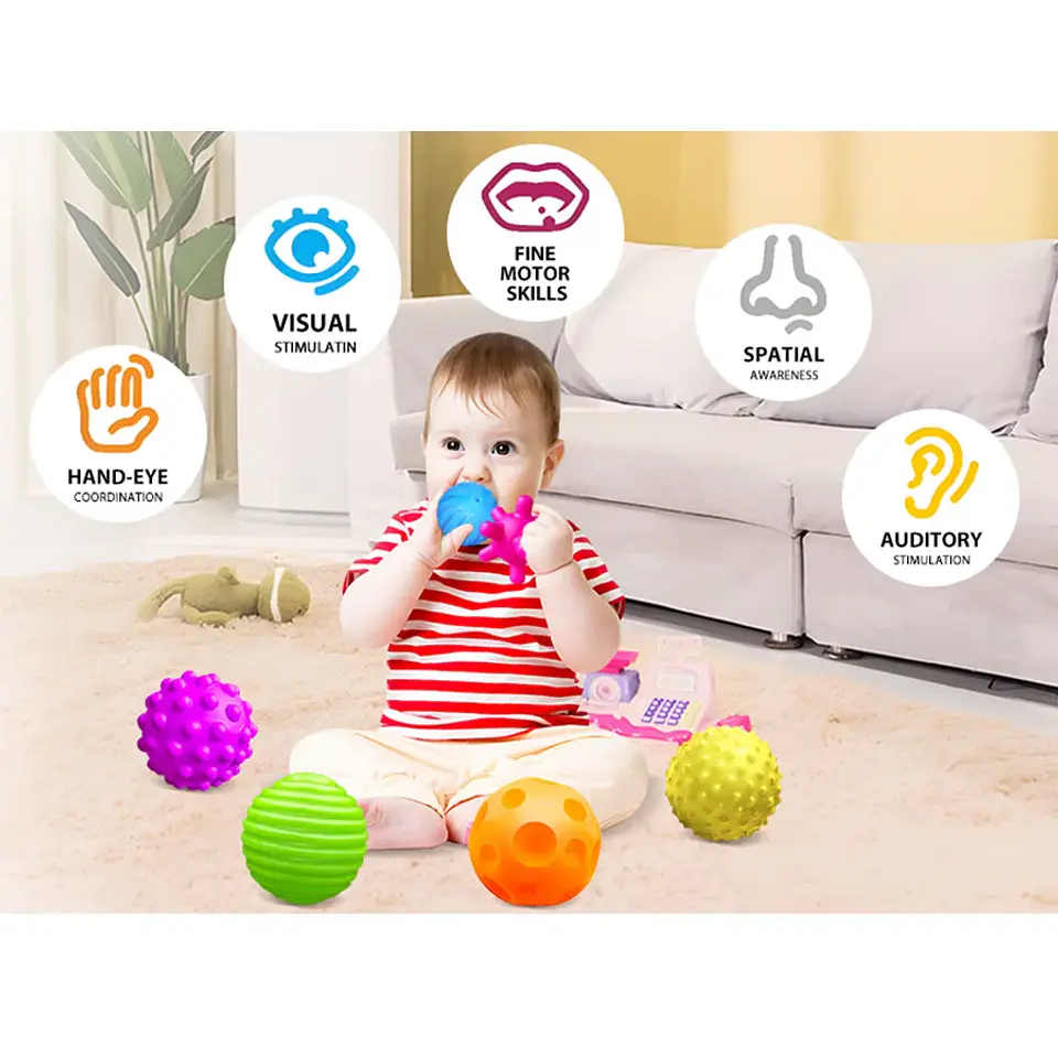 Textured Sensory Balls for Babies 6 Piece Soft Activity Ball Set 7