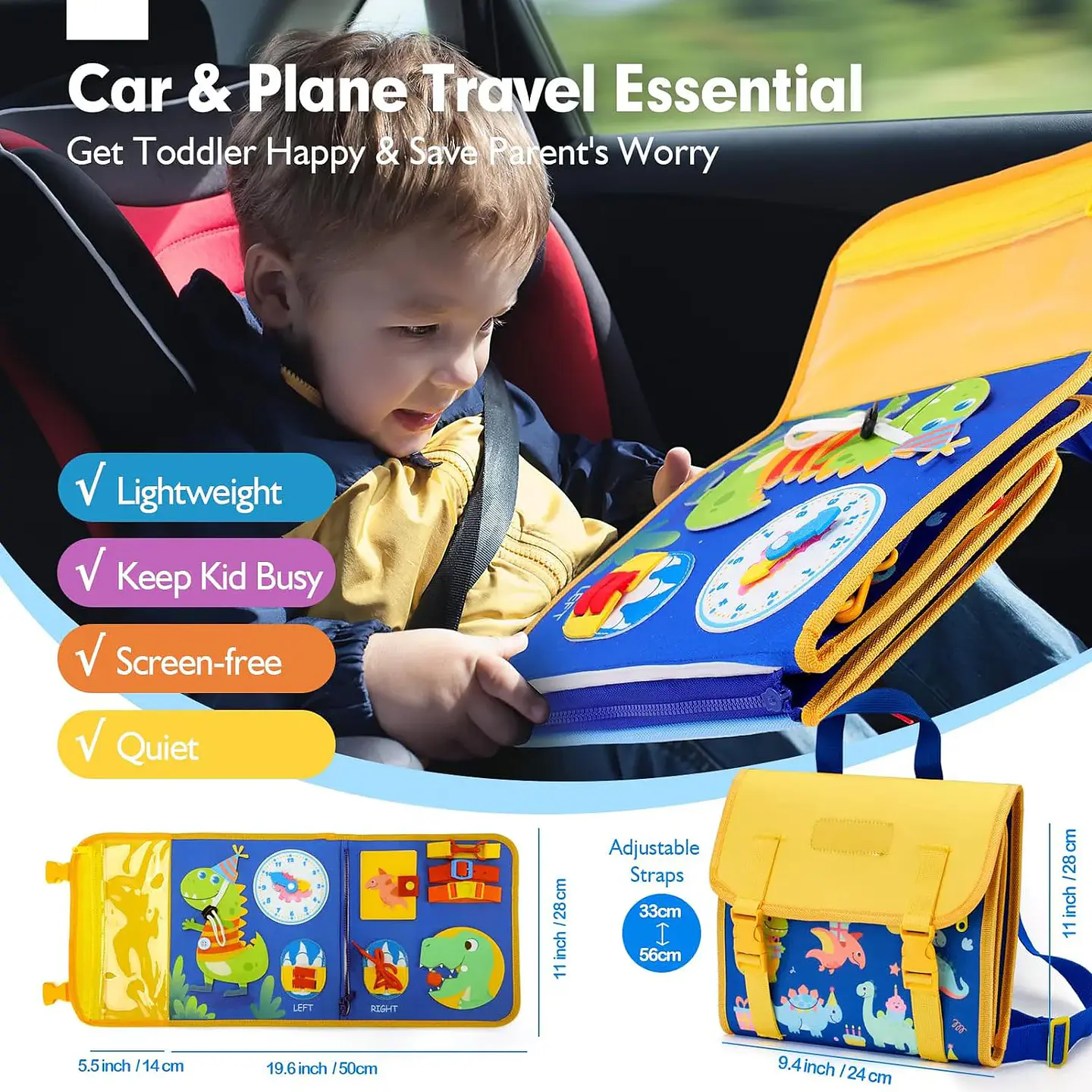 Toddler Busy Backpack 18 in 1 Learning Activity Board 3