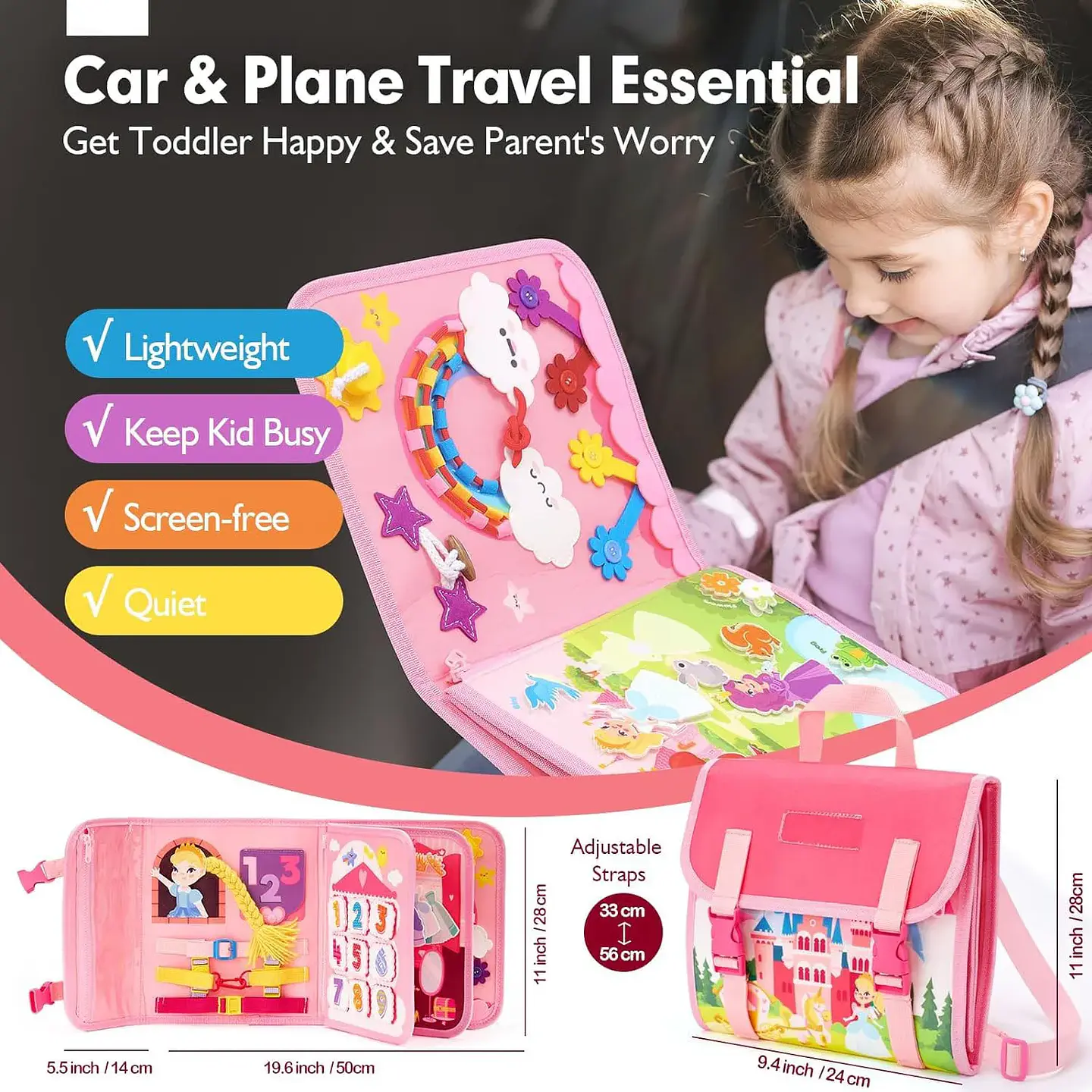 Toddler Busy Backpack 18 in 1 Learning Activity Board 8