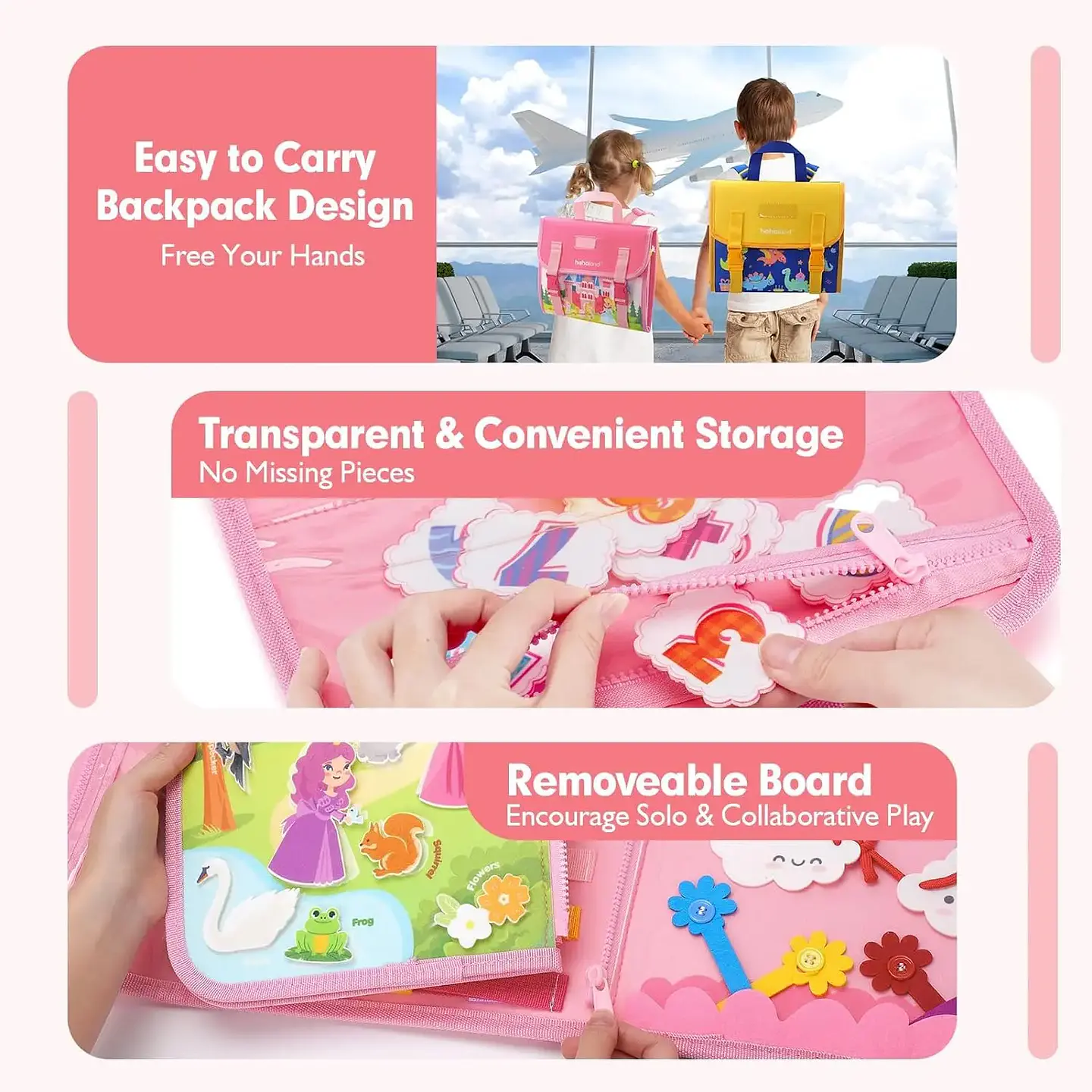 Toddler Busy Backpack 18 in 1 Learning Activity Board 9