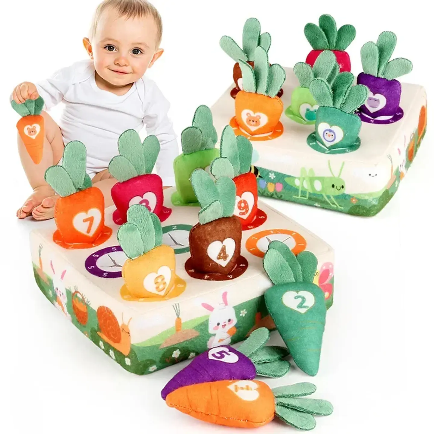 Carrot Harvest Matching Game Soft Sensory Learning Toy for Toddlers 1