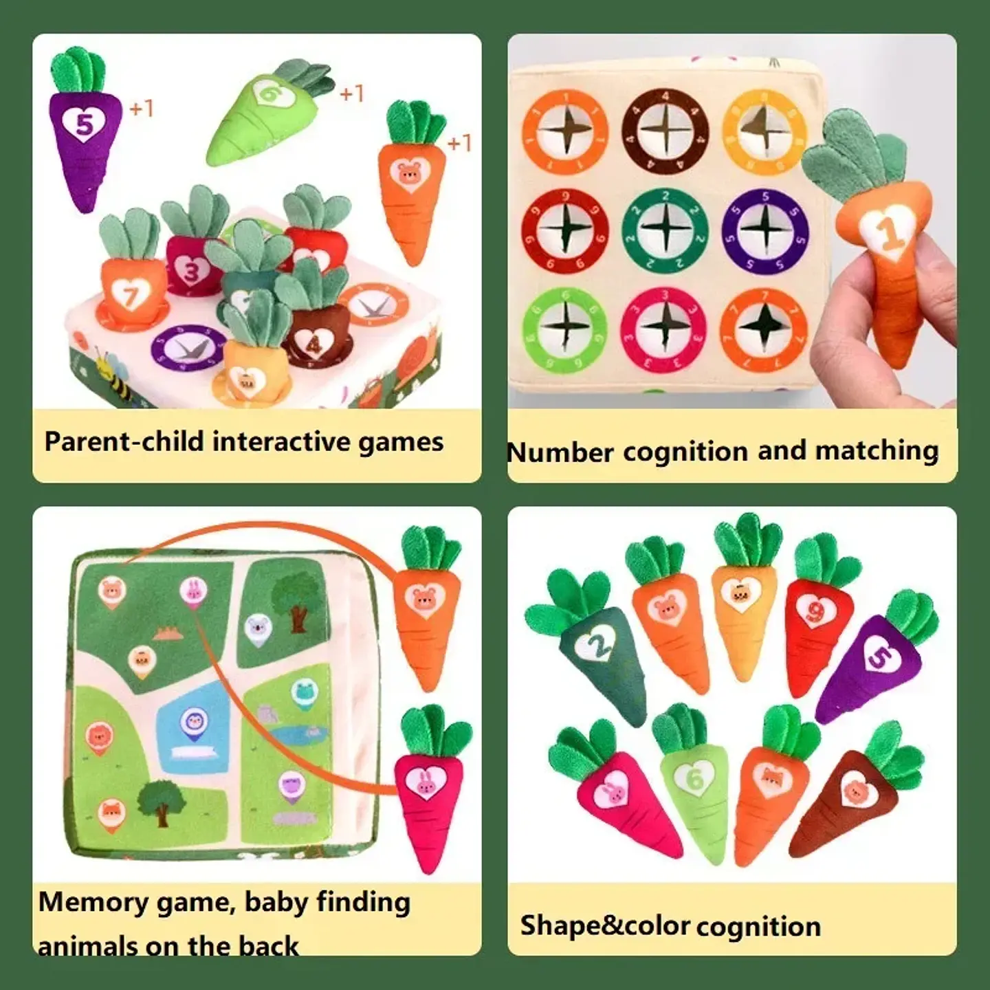 Carrot Harvest Matching Game Soft Sensory Learning Toy for Toddlers 2