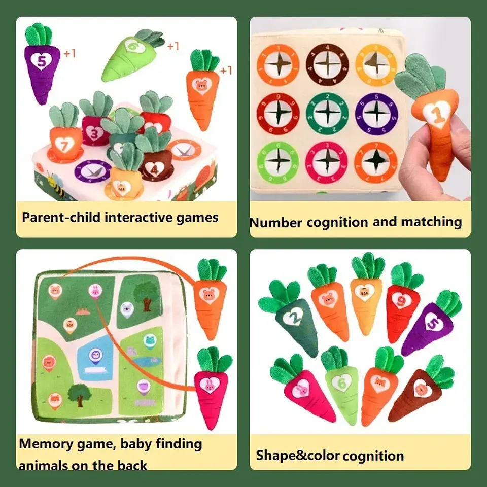 Carrot Harvest Matching Game Soft Sensory Learning Toy for Toddlers 2