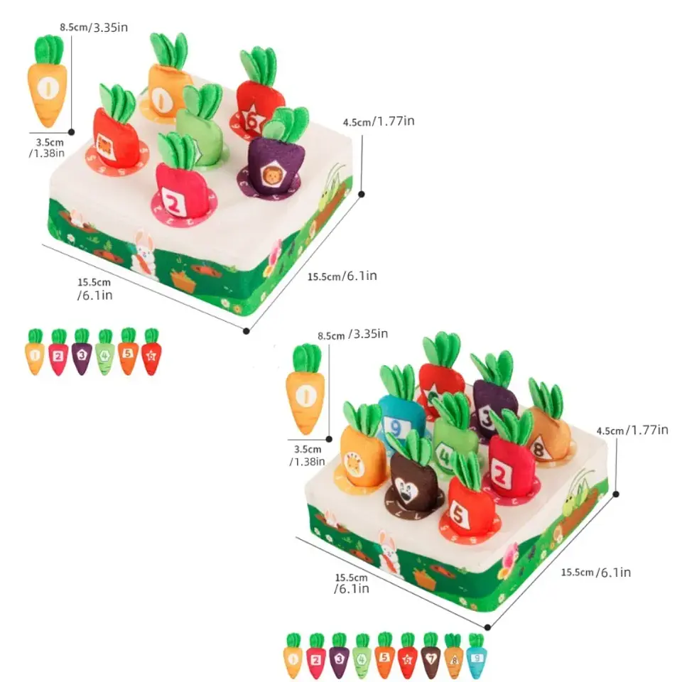 Carrot Harvest Matching Game Soft Sensory Learning Toy for Toddlers 6