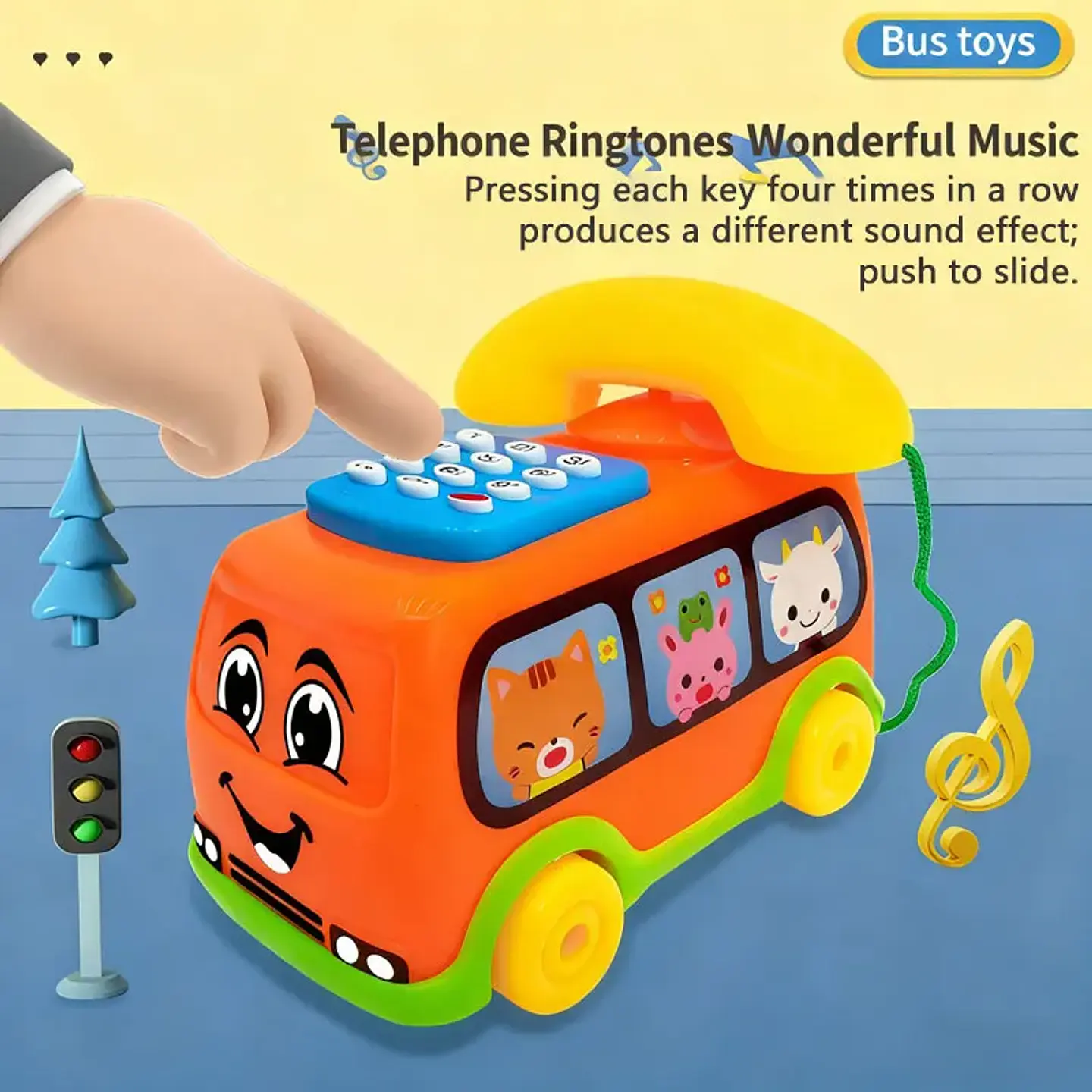 Kids Toy Telephone Bus Interactive Learning Phone Car for Toddlers 2