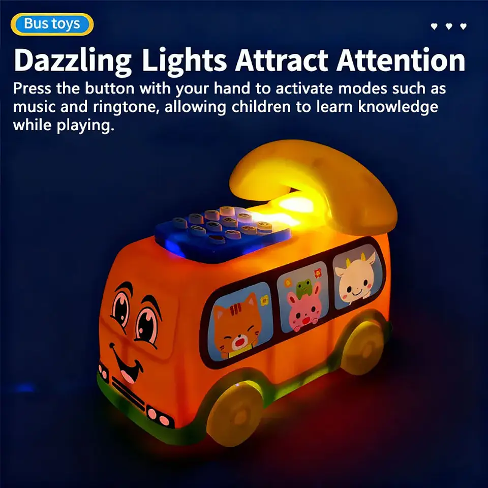 Kids Toy Telephone Bus Interactive Learning Phone Car for Toddlers 3