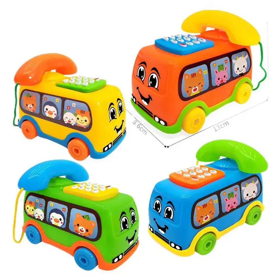 Kids Toy Telephone Bus Interactive Learning Phone Car for Toddlers 7