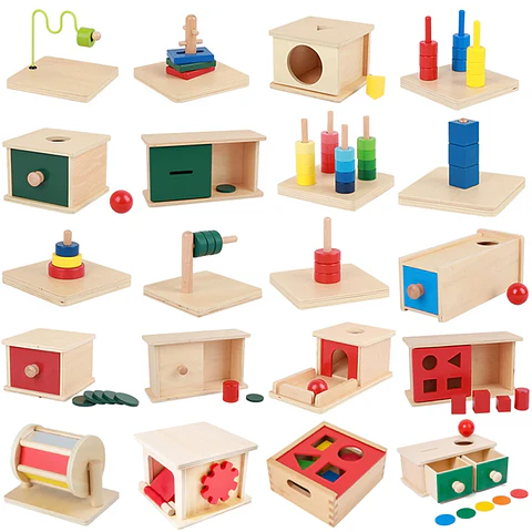 Object Permanence Coin Box Wooden Fine Motor Learning Toy for Toddlers
