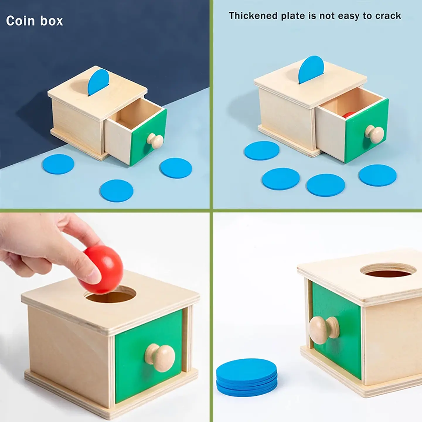 Object Permanence Coin Box Wooden Fine Motor Learning Toy for Toddlers 3
