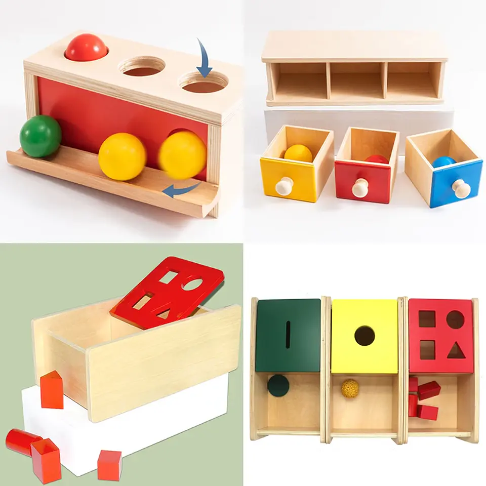 Object Permanence Coin Box Wooden Fine Motor Learning Toy for Toddlers 4