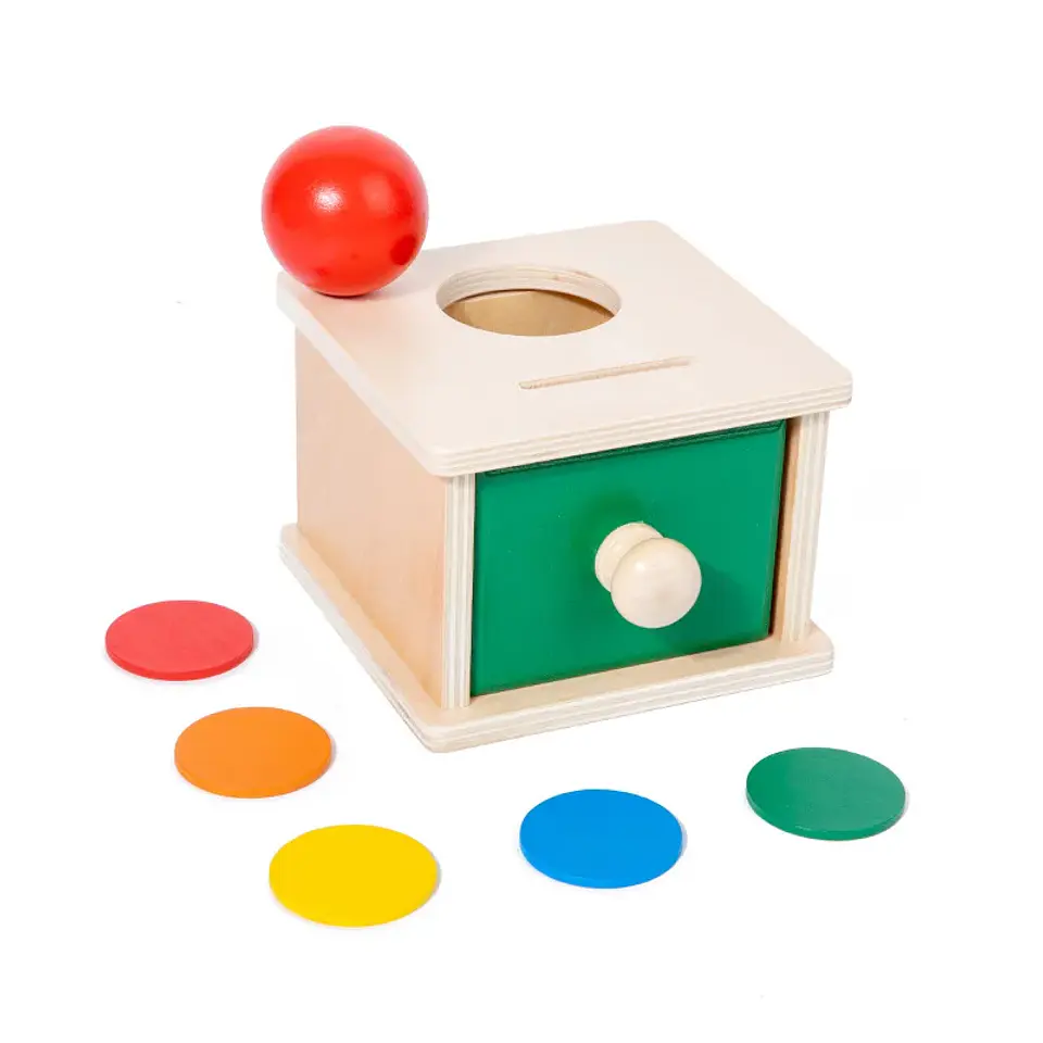 Object Permanence Coin Box Wooden Fine Motor Learning Toy for Toddlers 19