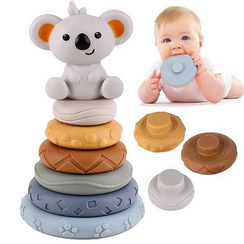 Koala Stacking Tower Wooden Fine Motor Learning Toy for Toddlers