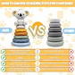 Koala Stacking Tower Wooden Fine Motor Learning Toy for Toddlers - Thumbnail 4