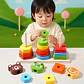 Wooden Shape Sorting Board Geometric Color Matching Toy for Toddlers - Thumbnail 1