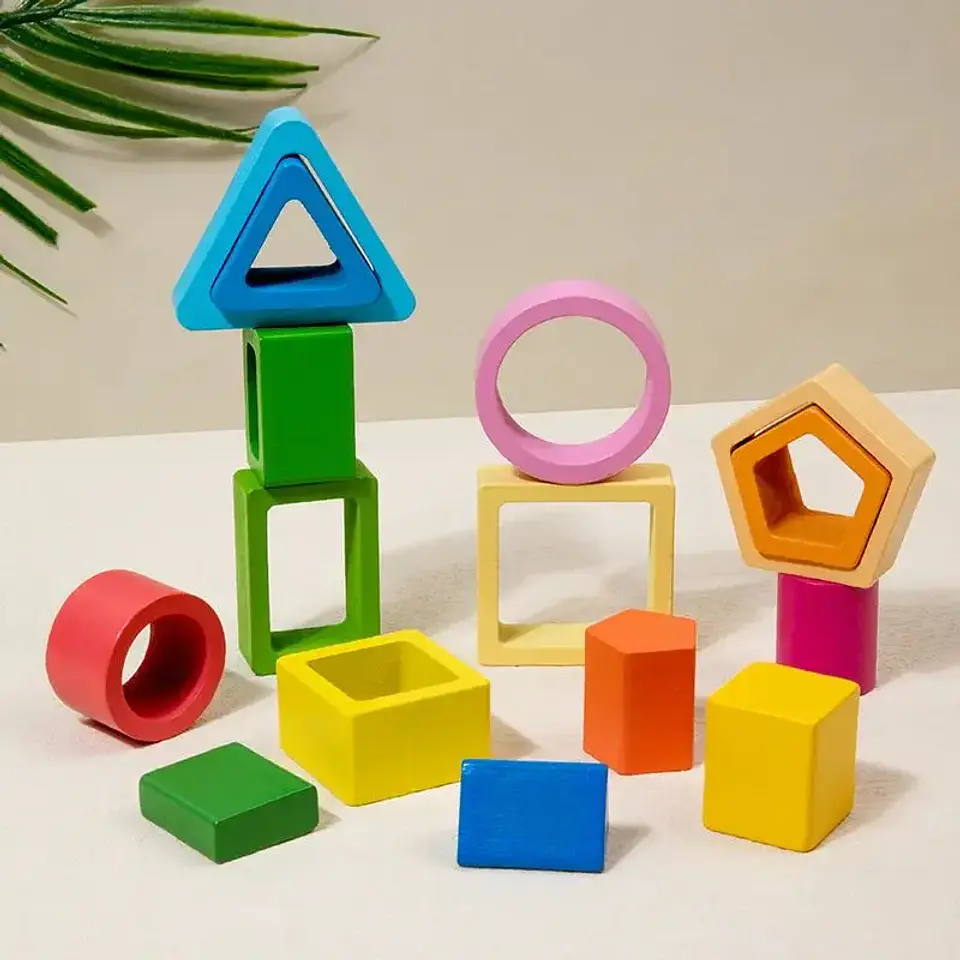 Wooden Shape Sorting Board Geometric Color Matching Toy for Toddlers 3