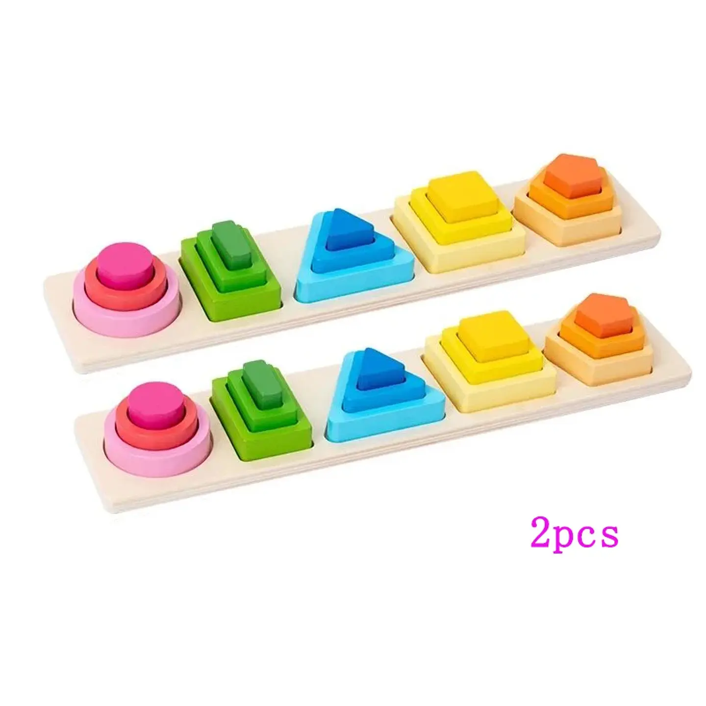 Wooden Shape Sorting Board Geometric Color Matching Toy for Toddlers 10