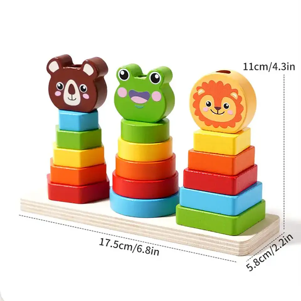 Wooden Shape Sorting Board Geometric Color Matching Toy for Toddlers 12