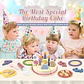 Wooden Birthday Cake Play Set Pretend Kitchen Toy for Kids - Thumbnail 2