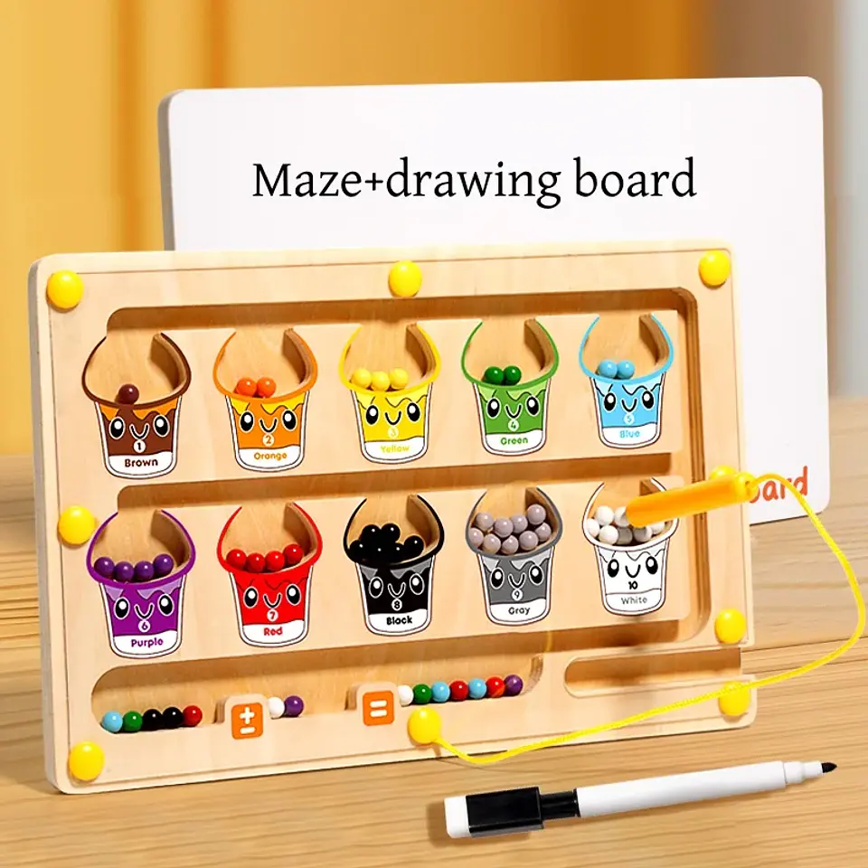 Magnetic Number Maze Board 2 in 1 Color Sorting & Drawing Toy 2